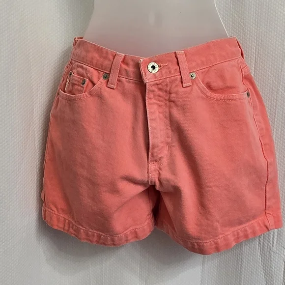🖤 Guess Pink High-Waisted Jean Shorts Retro Style - Picture 1 of 7